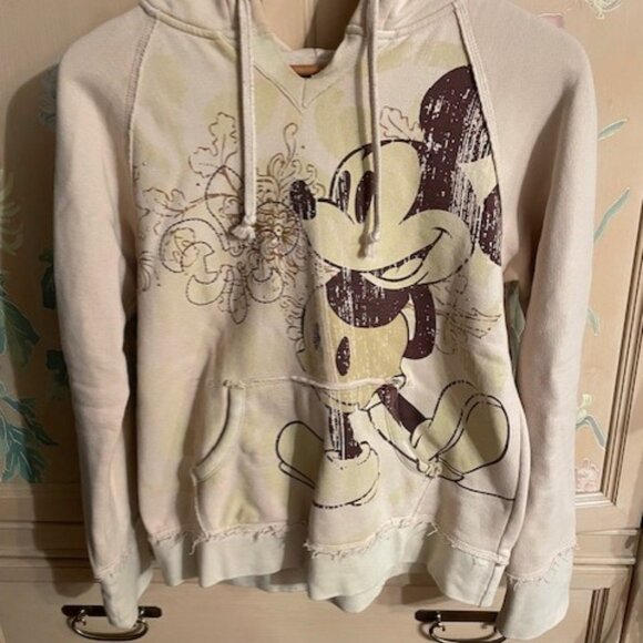 Disney Women's Mickey Mouse Cream Zippered Hoodie Size M - Picture 2 of 7
